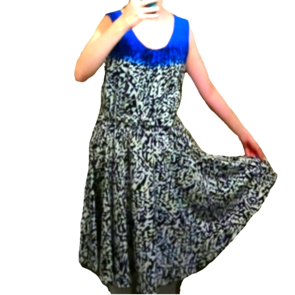 Geometric Print Alfani Dress with Belt